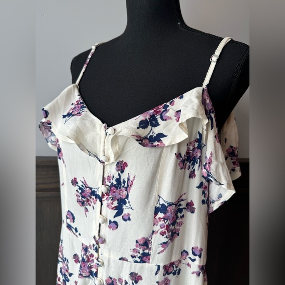 Xhilaration White and Purple Floral boho Cottagecore Maxi Dress NWT XL - Picture 5 of 7